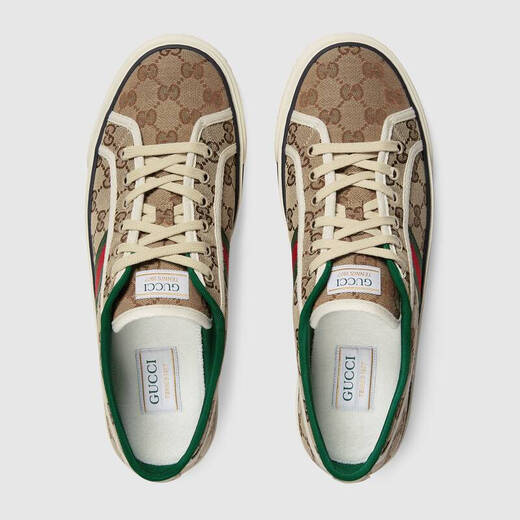 Chaussures féminines Gucci, abeilles de vache féminine, chaussures blanches brodées, sports et chaussures décontractées, chaussures 606111 hvk20 9766 style masculin rouge et vert 35.5