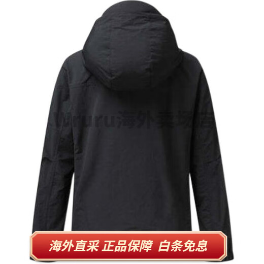 
Salomon solid color logo print hooded zipper long sleeve jacket for women black black XS