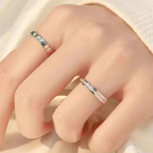 MZMZ platinum couple ring men's pt950 platinum knot engagement diamond ring Valentine's Day birthday gift for girlfriend light luxury - closed mouth/engraving custom shot here