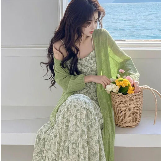Après le lundi coréen 2025, le printemps tricot cardigan robe florale robe de mode de mode féminine 3882W # m [suggère 100jin [Jin est égal à 0,5 kg] ci-dessous]