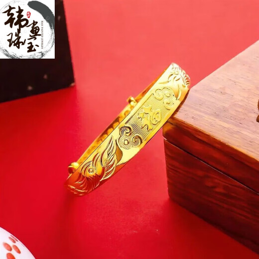 OIDSG Hong Kong Duty Free 9999 Real Gold Dragon and Phoenix Chengxiang Bracelet Women's Gypsophila Gold Solid Foot Sand Gold Bracelet Bracelet Blessing Bracelet with Gift Box Lao Fengxiang Same Style