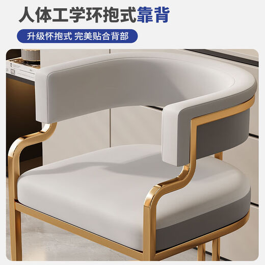Yusenyi Stool Girls' Bedroom Dressing Stool Manicure Chair Customer Chair A Style Light Brown Titanium Plated Chair Frame