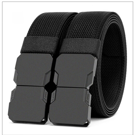 Chuanbugugeti Herrengürtel 2025 Neuer Outdoor-Krieger Schwarzer Ritterpaar Schnalle Gürtel Stretch bequemer Gürtel Frauen 6187-Black 110 cm