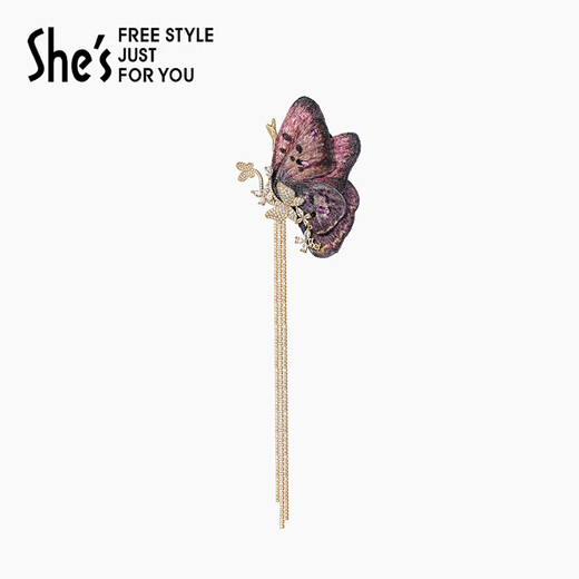 She s Qianzi natural replica Chinese style embroidered butterfly removable tassel brooch brooch brooch gift box birthday gift for women Douzi A0