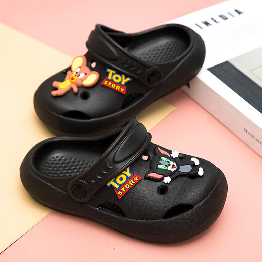 Children's slippers boys and girls hole shoes cartoon new style boys' shit feel home baby indoor anti-slip slippers DL1555-2 pink 29 -30 (inner length 20cm)