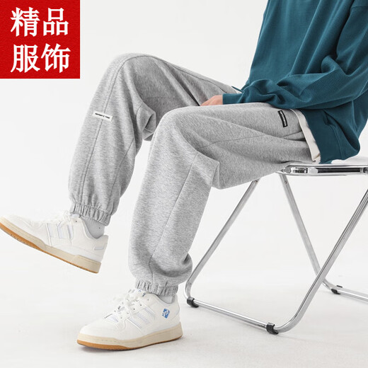 胖东来 DL官网灰色束脚卫裤男春秋款潮牌宽松重磅美式休闲长裤秋季 SS6189黑色 M