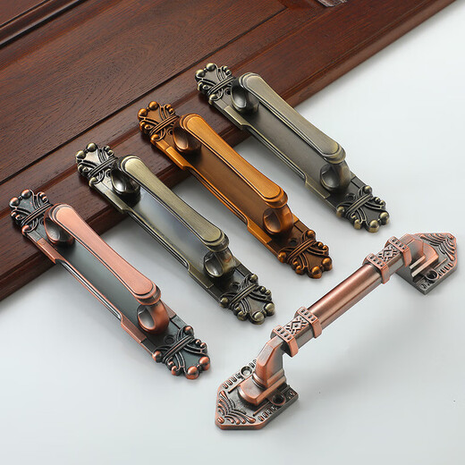 Mi Hong light luxury retro wooden door pull hand Chinese antique bronze and zinc alloy double door sliding door wardrobe 3923-Mid-Qingqing ancient length 215