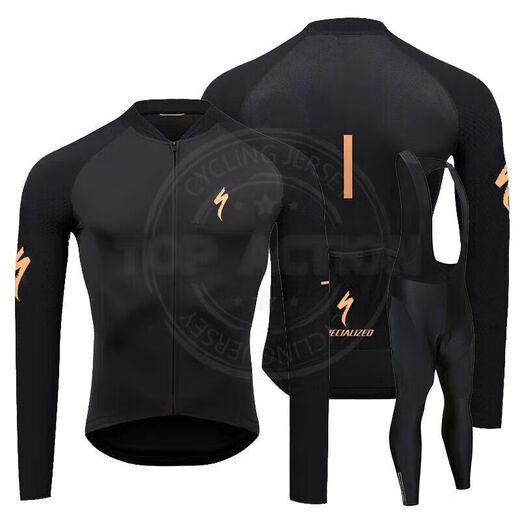 Lightning Double Arrow Lightning Cycling Autumn Winter Spring Autumn Suit Road Bicycle Plus Velvet Long Sleeve Suspenders Long Trousers Cycling Suit Single Top 3 (Thin Section) XL
