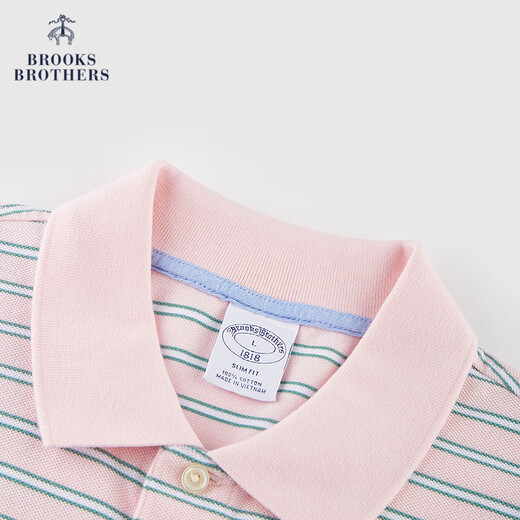 Brooks Brothers/Brooks Brothers Herren 25 Frühlings- und Sommer neue Baumwollgolden-Schaf-Farbbündel Streifen kurzärmelige Polo-Hemd B695-Pink S