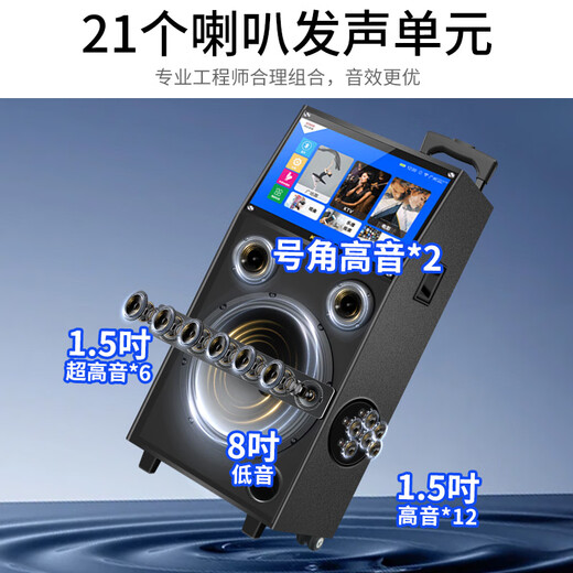 
Keda 21 speaker home ktv audio set singing machine all-in-one home karaoke outdoor k singing full set equipment square dance audio with display screen
