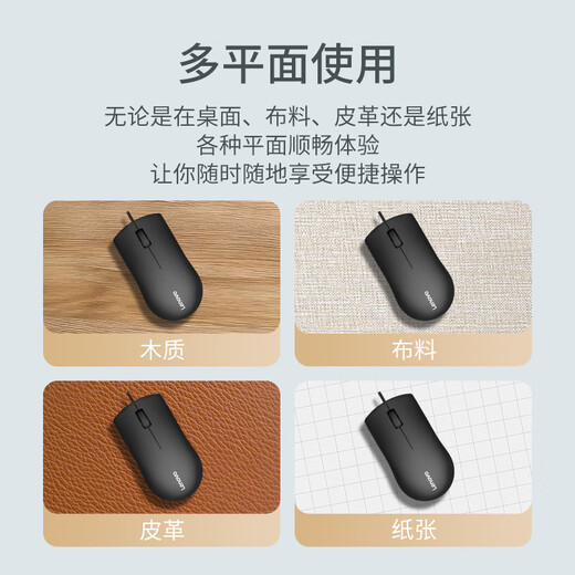 联想（Lenovo）KM210键盘鼠标套装 有线键鼠套装 全尺寸商务办公  笔记本电脑键盘台式机一体机 黑色