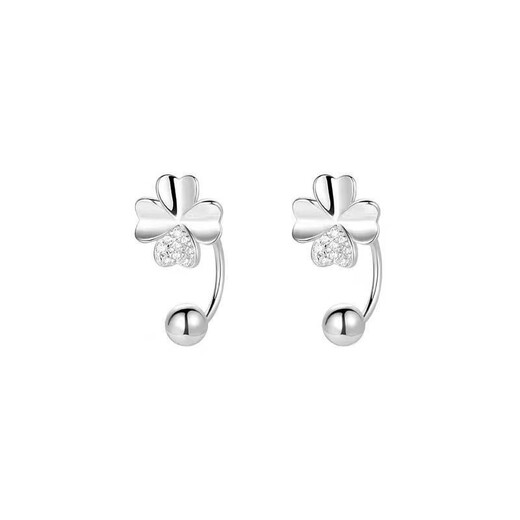 RSRDDY Old Phoenix 9999 sterling silver earrings four-leaf clover women's silver temperament sweet screw-buckle earrings for girls sterling silver four-leaf clover earrings Lao Fengxiang same style 2.99g limited time sale
