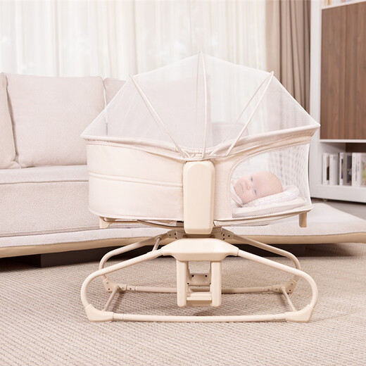 Mestrom überredet das Baby zum Schlafen mit Neugeborenen Baby Elektro -Schaukelstuhl Kleinkind Schaukelbett Cradle Bett Baby Schaukelstuhl kann flach sitzen Khaki 9855