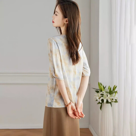 19 mmi stretch double Qiao Authentic Mulberry Silk Top 2025 Été haut de gamme Half-Maleved Age-Reduicing Silk teint xl