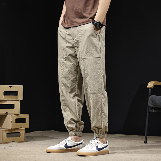 Playboy (Playboy) Pantalon décontracté à séchage rapide pour l'été masculin mince 2025 Nouveau pantalon de harem sportif américain de grande taille de grande taille 9902 Black S (adapté à 100-120jin [Jin est égal à 0,5 kg]))