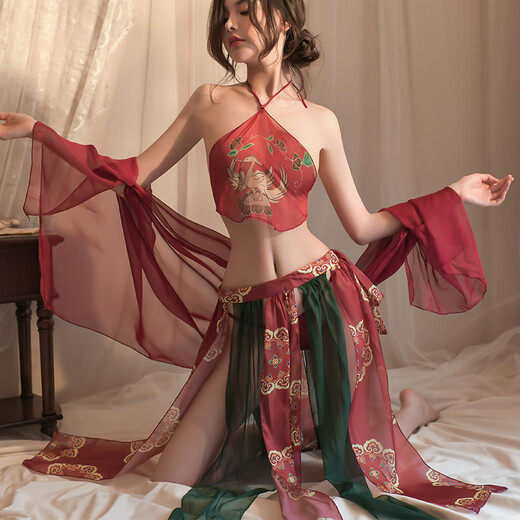 Laitlvck lencería sexy sexy hanfu maid pijama suspender falda corta seductora jugador de camiseta de uniforme 679 púrpura [sin calcetines] por talla