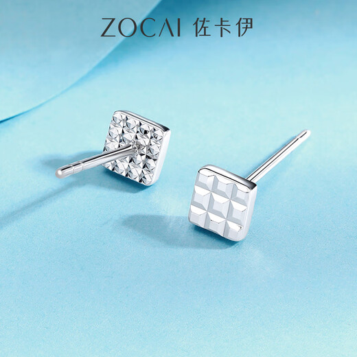 Zokai platinum earrings for women PT950 car flower beads platinum bean earrings square ear piercing large jewelry girlfriend gift small square model about 1.56 grams (about 4.8mm)