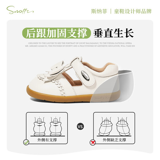 Snaffy girls leather shoes little girl princess shoes autumn new children's white soft sole non-slip baby shoes Milan white 24 feet length 14.4cm