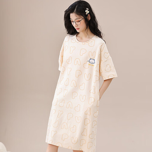 Lexi Beiluo Baumwolle kurzärmelige Nachthemd für Frauen Sommerkleidung Cartoon Velvet Anzug H702 175 165 (l)