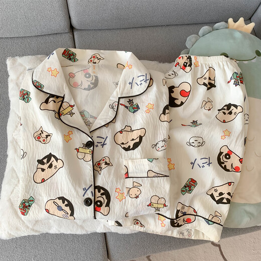 
Long Night Crayon Shin-Shin-Sun pajamas Crayon Shin-Shin-Sun pajamas Women's Summer 2025 New Pure Cotton Gauze Short Sleeve Cute Internet Celebrity Yunduo Cotton-J9901# Paradise Puppy Three-Piece Set M [Suggested 75-100Jin [Jin equals 0.5 kg]]