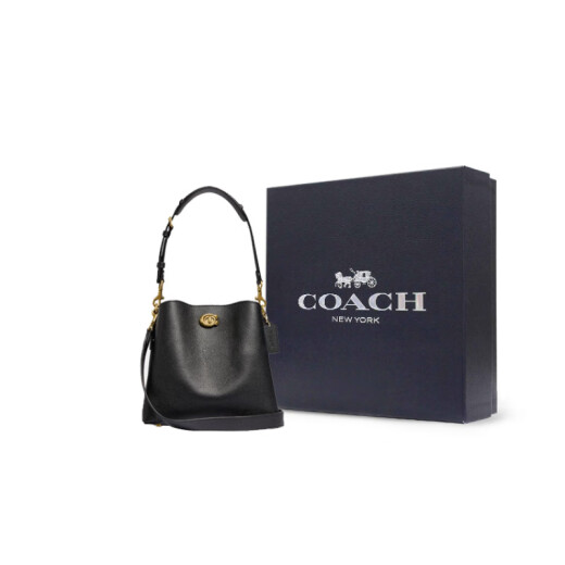 蔻驰（COACH）单肩包Willow23旋锁和按扣可拆卸带抛光鹅卵石皮革水桶手提斜挎女 基础装(包+防尘袋)