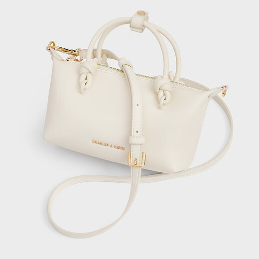 CHARLES/KEITH25 autumn new product knot hand-held crossbody small square dumpling bag CK2-30271635 Cream milk white S