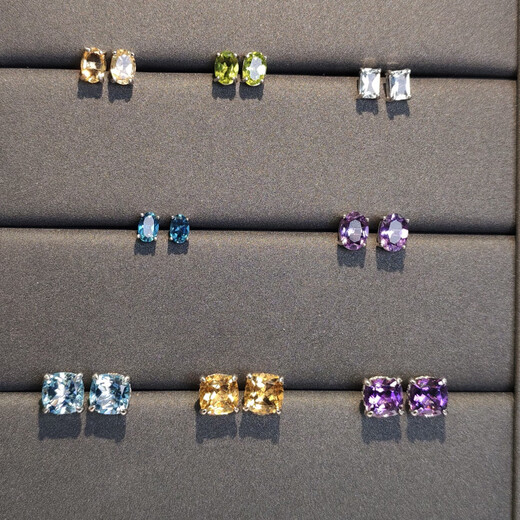 DRJEFUN natural colored gemstone crystal earrings, four-claw earrings, simple and elegant gift for best friend and girlfriend 4.3 7 Tanzanite (main stone about 3.5mm)