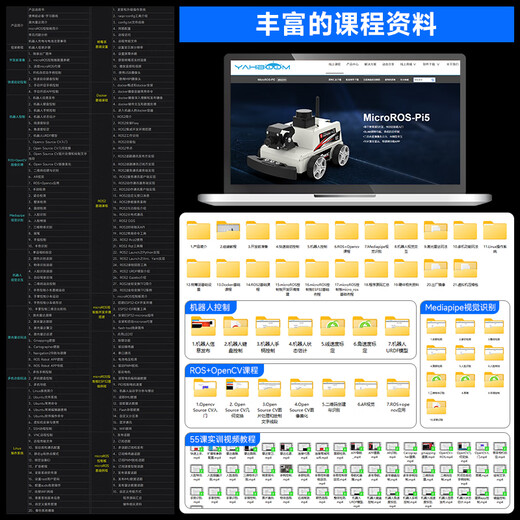 亚博智能（YahBoom）树莓派5机器人AI视觉小车ROS2激光雷达SLAM建图导航识别追踪MicroROS编程 含树莓派5-2GB