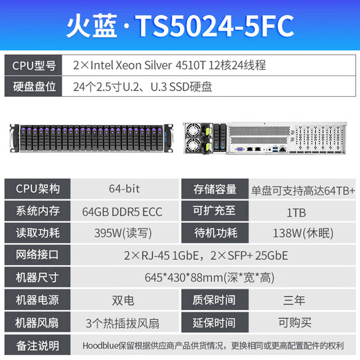 Hoodblue TS5024-5FC all-flash server workstation TS5024-5FC-384TB