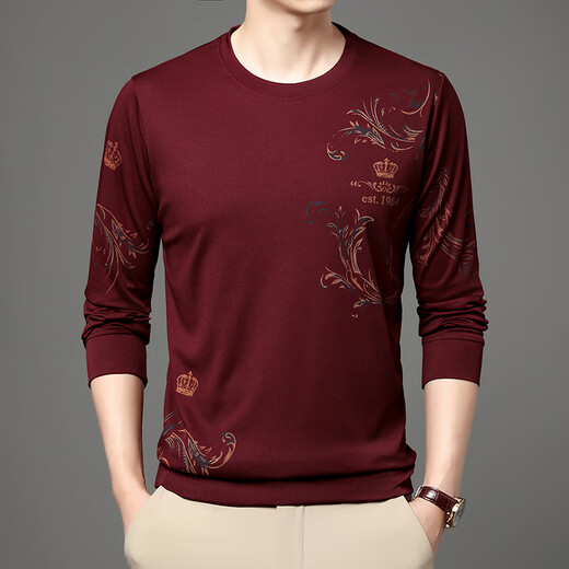 Camiseta de manga larga de seda larga de seda larga de seda larga de seda larga de mediana edad de mediana edad de mediana edad.