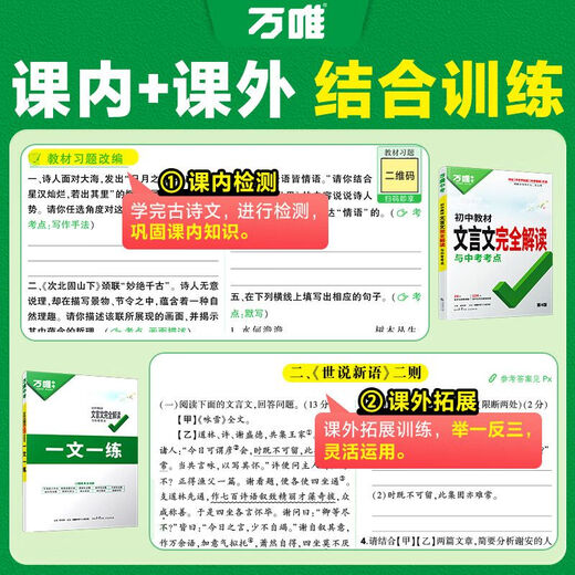 2025万唯中考初中文言文完全解读第4版人教版语文专项教材初一初二初三八九七年级必背古诗词和文言文全解全练阅读训练 （25版）文言文完全解读 初中通用