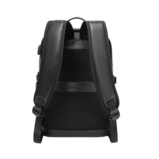 OULUNCHI (OULUNCHI) [2025 new style] Backpack for men's cowhide backpack gift casual travel bag fashionable computer school bag gift black [can accommodate 15.6-inch computer] 31*12*44CM