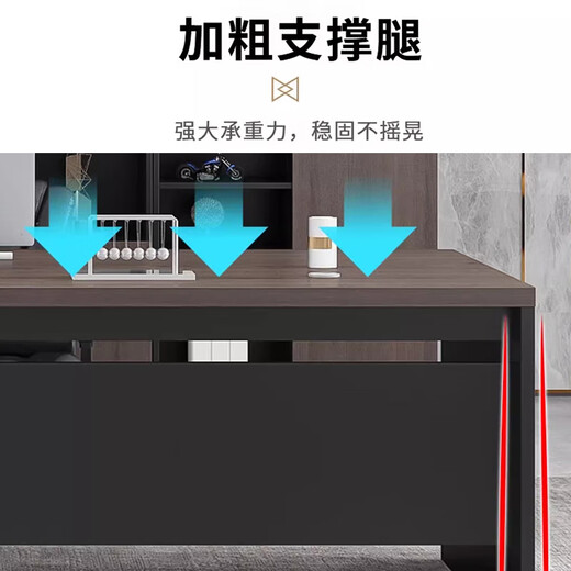 Huanyi Desk Boss Desk Simple Modern Manager Desk and Chair Combination Advanced Single Office Executive Desk Gray Oak Length 160+ Desktop Width 60+ Side Cabinets