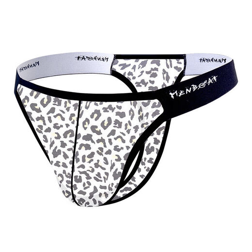 Ban Feishi men's thong low waist panties sexy, comfortable, breathable, soft and elastic 2025 leopard print high squad black L 120-140Jin [Jin equals 0.5 kg]