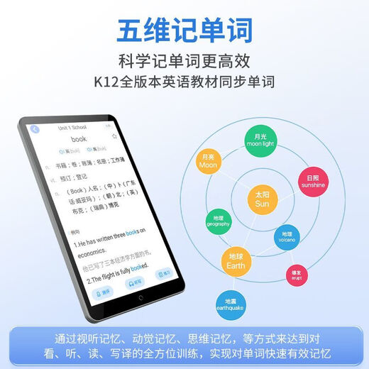 Haoji Xingxing Point Reading Machine Pocket Learning Machine English Listening Walkman Lippo English Learning Hearing and Listening Machine Listening Machine for Primary School Students Junior High School and High School General Learning Artifact Large Screen Point Reading Version 64G 7-inch + Accurate Learning + Photo Analysis