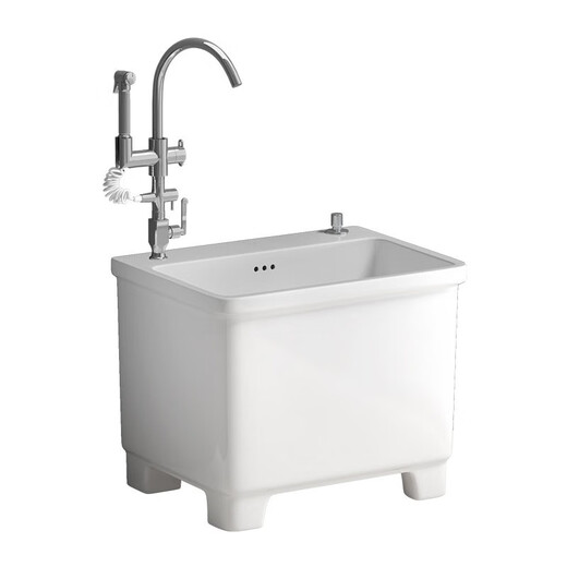 Balcony mop pool ceramic with faucet hole integrated high foot household bathroom mop pool floor basin tank large size 13751X35 control + seat spray gun single cooling