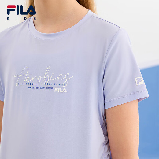 斐乐斐乐童装儿童短袖T恤2025夏季新款女中大童上衣 魔芋紫-PR 130