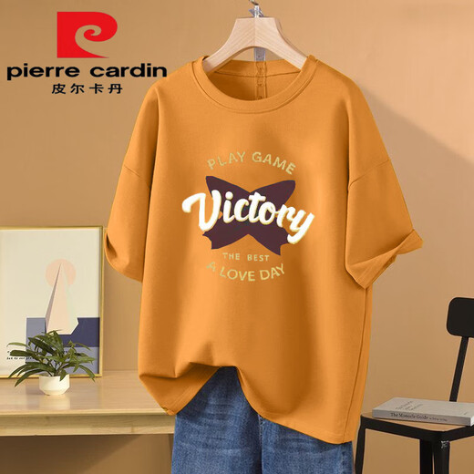 皮尔卡丹（pierre cardin）重磅100纯棉短袖t恤女2025新款夏季休闲百搭宽松大尺码半袖上衣潮 1047#藏青色【100%纯棉】今年流 S 【建议80-100斤】
