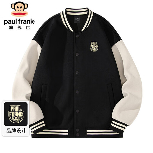 Paul Frank Jacket Men's Baseball Uniform Men's Autumn Casual Jacket Men's Loose Heavy Couple Men's Clothing Black XL