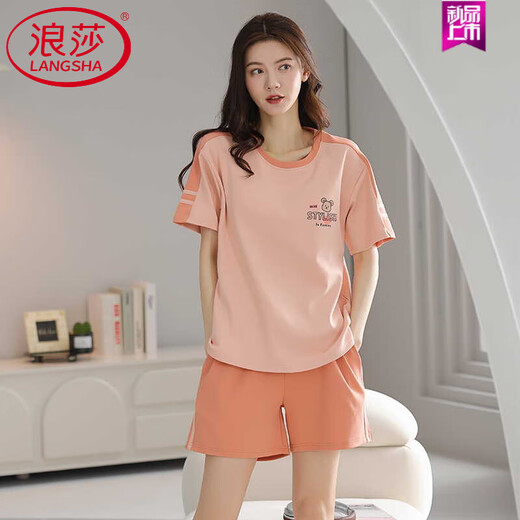 Langsha (Langsha) Coton Pure Coton Summer Pyjamas Femmes Pilover Pyjamas Summer Shorts à manches courtes confortables et décontractées Ensemble de vêtements de maison Z9855 [Picture principale] L [suggéré 100-120 Jin [Jin est égal à 0,5 kg] à porter]