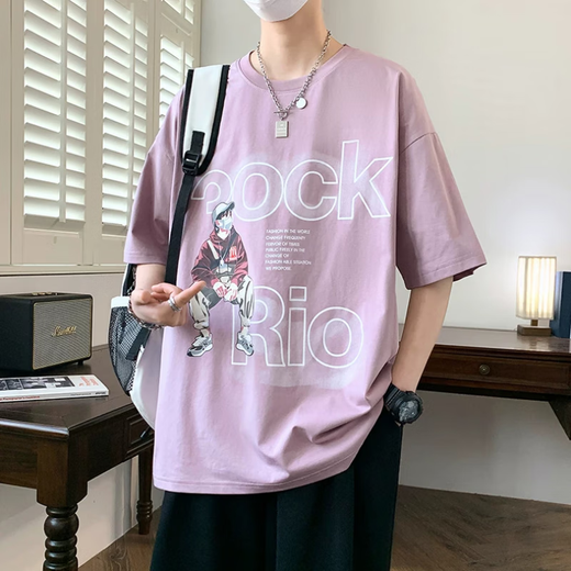 啄木鸟（TUCANO）夏季新款青少年男孩帅气短袖t恤初高中学生宽松纯棉半袖上衣潮流 693黑色 M (80-95斤)