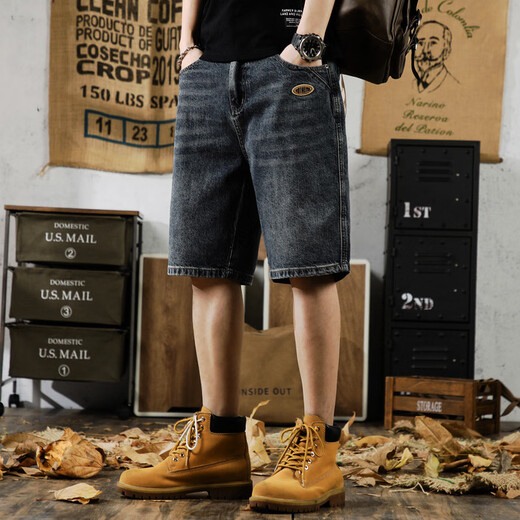 Yiling Yibeis neue amerikanische Casual Denim Shorts Herren Sommer Lose große vielseitige Fünf-Punkte-Hosen 9922 Hellblau 28 Geeignet für 90-105 Jin [Jin ist 0,5 kg]