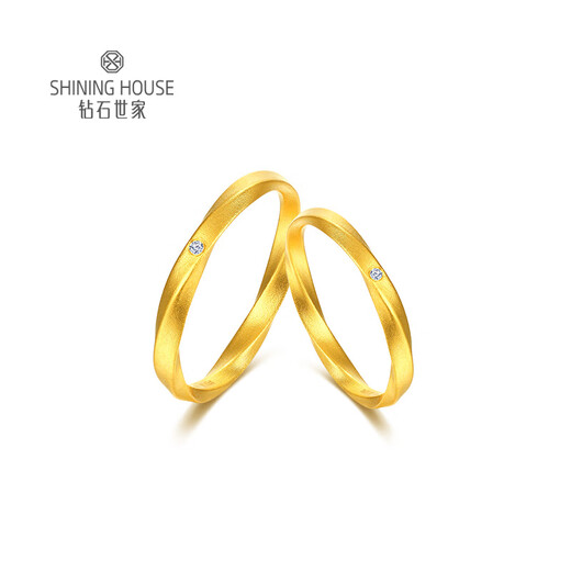 Diamond Family Xiaojinxi Endless Love Pure Gold Diamond Ring Couple Ring Gold Pair of Rings Proposal and Wedding Anniversary Customized 30-35 days Please contact customer service for details Women’s Ring Approximately 1.93g 0.2