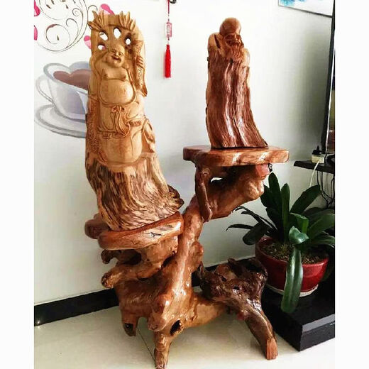 Bûche racine sculpture rack arbre racine ornement naturel salon salon multicouche bonche à pêche à pêche solide balcon de base en bois 16852