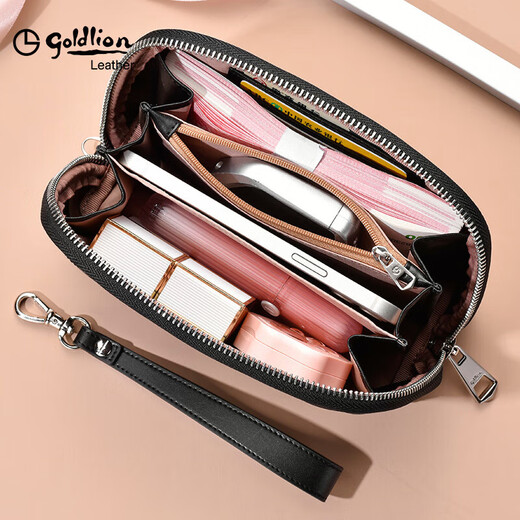Jinlilai Wallet's Long 2025 New Fashion Fashion Simple Leather Clutch Ladies Giving Mom Clutch [Negro] Autorización oficial