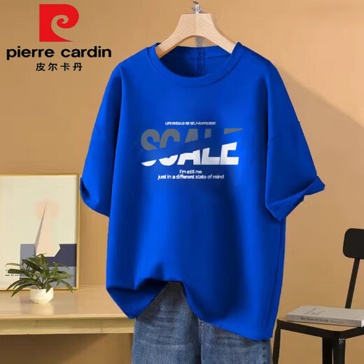 Pierre Cardin Heavy Gewicht 100 reines Baumwoll-Kurzärärmel-T-Shirt für Frauen 2025 Neuer Sommer lässig vielseitig, loser großer Größe, halbärmelige Top-Trendy 1049# Marine Blau [100% reines Baumwoll] diesjährige Flow S [Empfohlen 80-100jin [Jin Equals Equalle 0,5 kg]]]