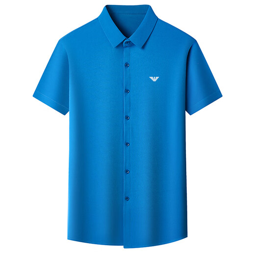 Qi Armania brand high-end men's short-sleeved shirt summer casual middle-aged and young people high-elastic mercerized cotton no-iron half-sleeved shirt trendy burgundy 6628 models M 165 [Suggested 95-120 Jin [Jin equals 0.5 kg]]