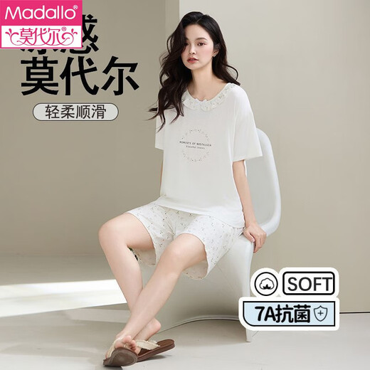 莫代尔女士睡衣女夏季新款短袖短裤圆领体闲抗菌夏天简约凉感透气家居服 2422 L
