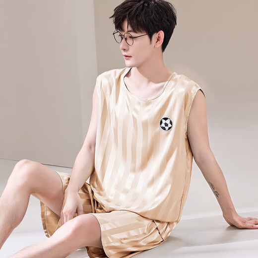 Poresno Big Children's Pyjamas 12-15 Jahre alte Männer Sommer Eis Silk Männer Junior High School Schüler Sommer dünner Welle Summer Style Love 9905 Silbergrau Männer L (100-120 Jin [Jin gleich 0,5 kg]) gleich groß Größe