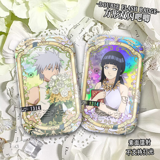 Mutong Bear Naruto Peripheral Badge Shinya Ancient Greek Linkage Haruno Sakura Sasuke Hinata Naruto Anime Double Flash Hinata S3892 Silver Gray Reflection-44X70mm Badge